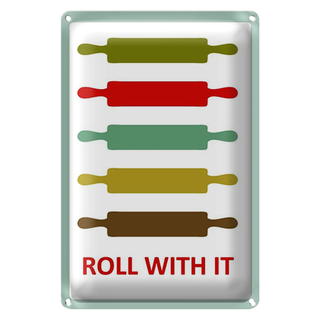 Blechschild Küche 20x30cm Nudelholz Rolling pin roll with