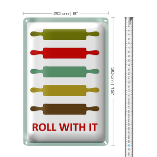 Blechschild Küche 20x30cm Nudelholz Rolling pin roll with