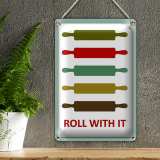 Blechschild Küche 20x30cm Nudelholz Rolling pin roll with