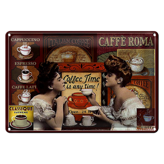 Blechschild Kaffee 30x20cm Coffee Roma ime is any time