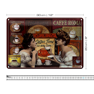 Blechschild Kaffee 30x20cm Coffee Roma ime is any time