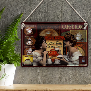 Blechschild Kaffee 30x20cm Coffee Roma ime is any time