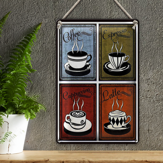 Blechschild Kaffee 20x30cm Coffee Espresso Cappuccino Latte