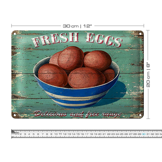 Blechschild Retro 30x20cm fresh eggs Frische Eier