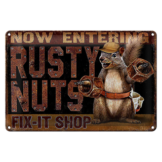 Blechschild Spruch 30x20cm Fix-it Shop rusty nuts Garage