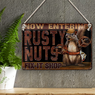 Blechschild Spruch 30x20cm Fix-it Shop rusty nuts Garage