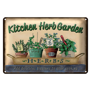 Blechschild Garten 30x20cm Kirchen Herb Garden Mint Thyme