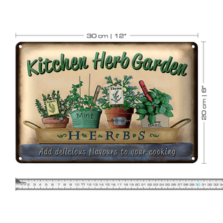 Blechschild Garten 30x20cm Kirchen Herb Garden Mint Thyme