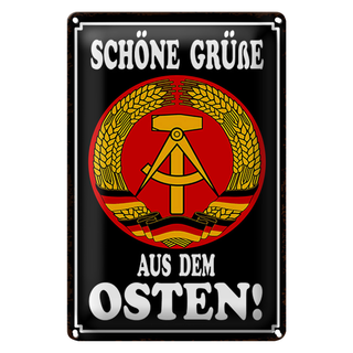 Blechschild Spruch 20x30cm schöne Grüße aus dem Osten