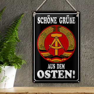 Blechschild Spruch 20x30cm schöne Grüße aus dem Osten