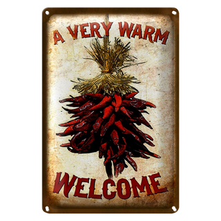 Blechschild Essen 20x30cm a very warm welcome Chili