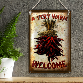Blechschild Essen 20x30cm a very warm welcome Chili