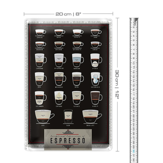 Blechschild Kaffee 20x30cm Sorten Espresso Mocha Americano