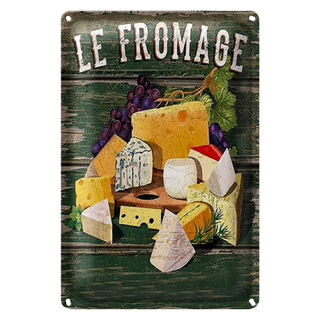 Blechschild Essen 20x30cm Le Fromage Käse Sorten Cheese