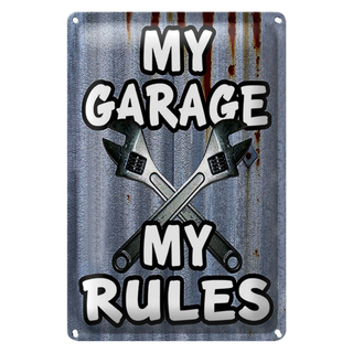 Blechschild Vintage 20x30cm my Garage my rules