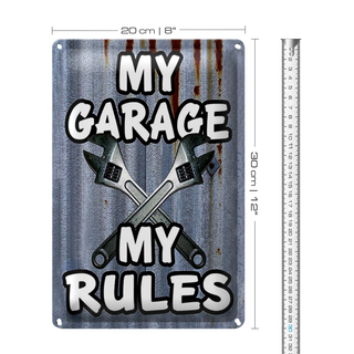Blechschild Vintage 20x30cm my Garage my rules