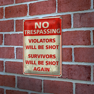 Blechschild Retro 20x30cm No trespassing violators be shot