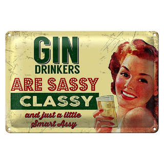 Blechschild Retro 30x20cm Gin drinkers are syssy classy
