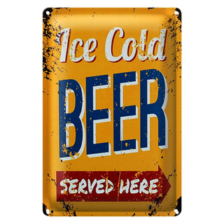 Blechschild Retro 20x30cm Ice Cold Beer served here Bier