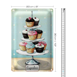 Blechschild Süßigkeiten 20x30cm Cupcakes kleine Kuchen