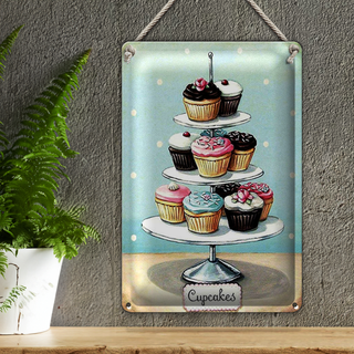 Blechschild Süßigkeiten 20x30cm Cupcakes kleine Kuchen
