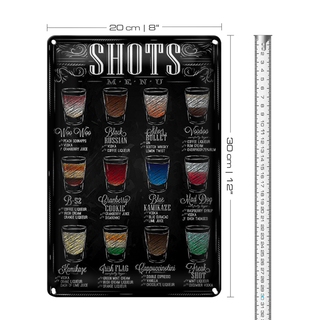 Blechschild 20x30cm Shots Menu Woo Black russian