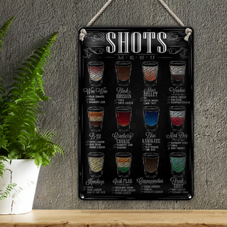Blechschild 20x30cm Shots Menu Woo Black russian