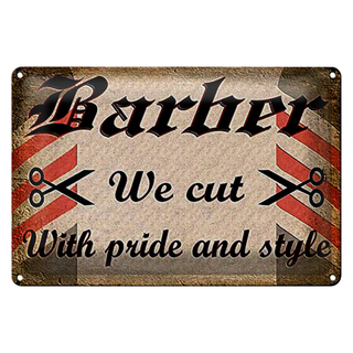 Blechschild Friseur 30x20cm Barber we cut with pride style