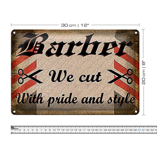 Blechschild Friseur 30x20cm Barber we cut with pride style