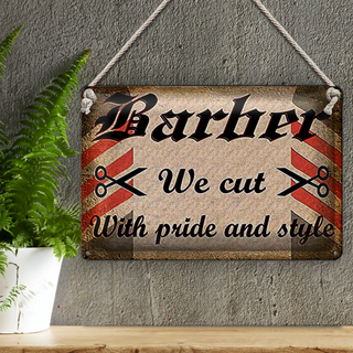 Blechschild Friseur 30x20cm Barber we cut with pride style