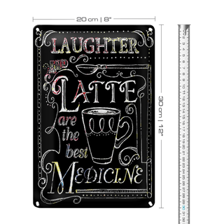Blechschild Spruch 20x30cm Laughter and Latte are the best
