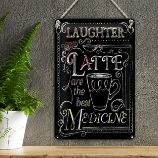 Blechschild Spruch 20x30cm Laughter and Latte are the best
