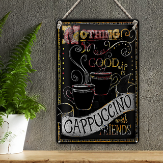 Blechschild Spruch 20x30cm Cappuccino with friends