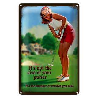 Blechschild Pinup 20x30cm Golf it´s not size of your putter