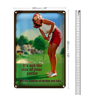 Blechschild Pinup 20x30cm Golf it´s not size of your putter