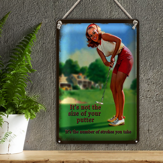 Blechschild Pinup 20x30cm Golf it´s not size of your putter