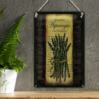 Blechschild Spruch 20x30cm Cafe de Paris Asparagus Spargel