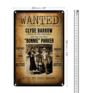 Blechschild Spruch 20x30cm wanted clyde Barrow Bonnie