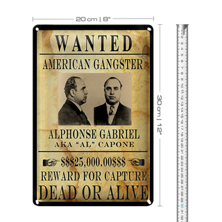 Blechschild Spruch 20x30cm wanted Alphonse Gabriel american