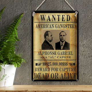 Blechschild Spruch 20x30cm wanted Alphonse Gabriel american
