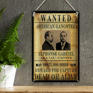 Blechschild Spruch 20x30cm wanted Alphonse Gabriel american