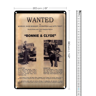 Blechschild Spruch 20x30cm wanted Bonnie Clyde