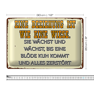 Blechschild Spruch 30x20cm Eine Beziehung wie eine Wiese