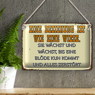 Blechschild Spruch 30x20cm Eine Beziehung wie eine Wiese