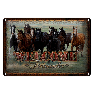 Blechschild Pferde 20x30cm welcome friends