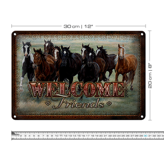 Blechschild Pferde 20x30cm welcome friends