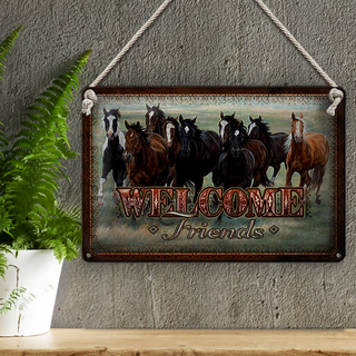 Blechschild Pferde 20x30cm welcome friends