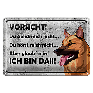 Blechschild Spruch 30x20cm Vorsicht Hund Du siehst mich nicht