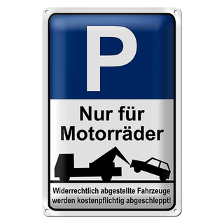 Blechschild Hinweis 20x30cm Parkschild Nur für Motorräder