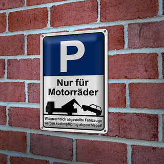 Blechschild Hinweis 20x30cm Parkschild Nur für Motorräder